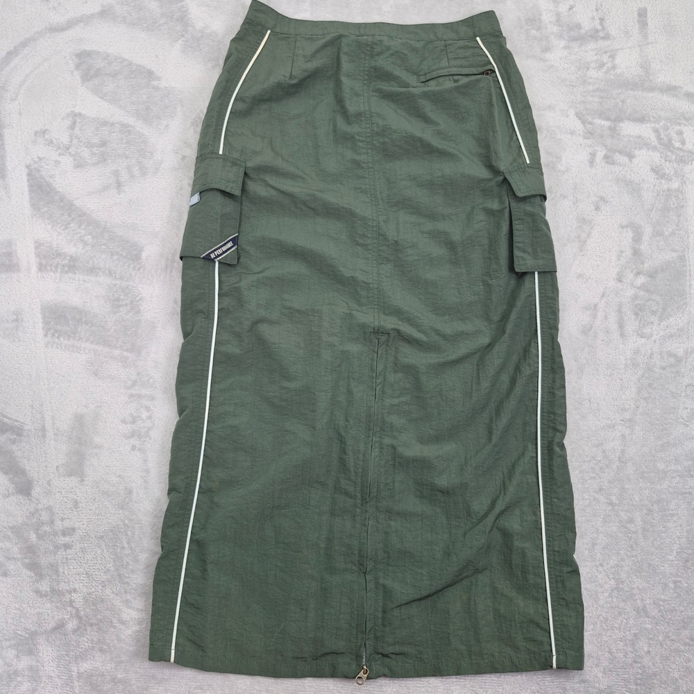 American Eagle Cargo Maxi Performance Green Nylon Skirt Piping Womens 6 (30) M - Picture 12 of 14